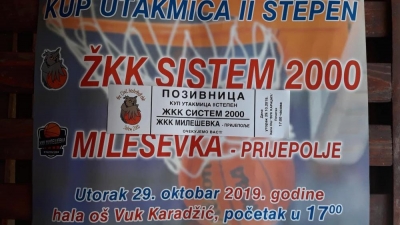 Košarkašice &quot;Sistema 2000&quot; dočekuju ekipu Mileševa iz Prijepolja(utorak, 17 sati)